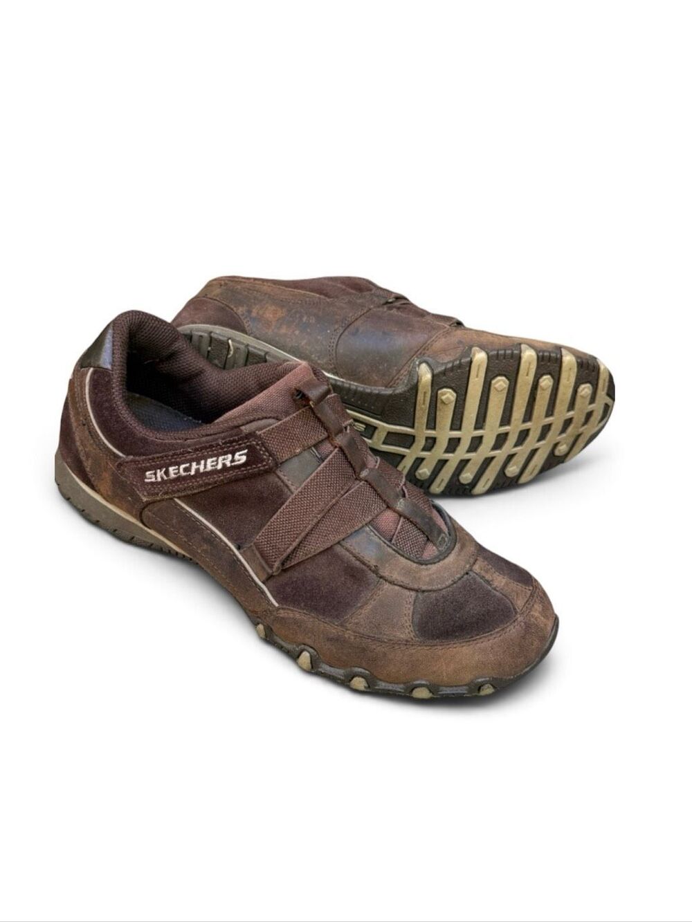 Skechers Sassies Levity 46967 Brown Leather Casual Sneakers shoes No Tie Size 9